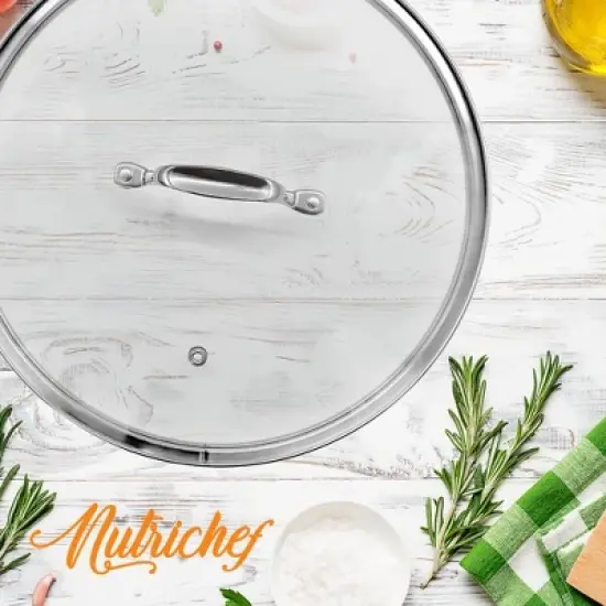 NutriChef Cookware Stockpot Lid - See-Through Tempered Glass Lids (Works with Model: NCSP16) image {4}