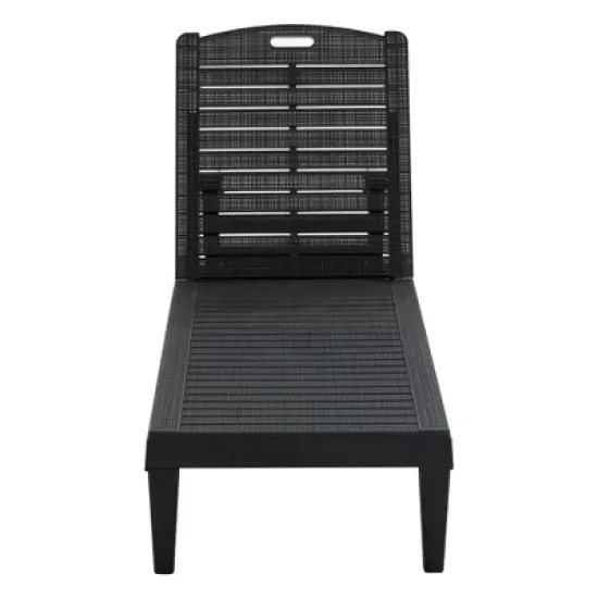 ModernLuxe 2-Piece Outdoor Chaise Lounges Set Resin Pool Lounge Chairs with Adjustable Backrest for Patio Poolside Beach, Black/Brown image {7}