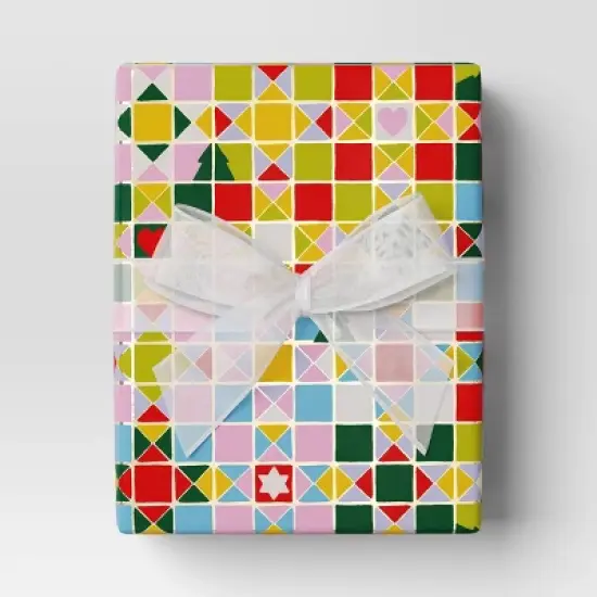 25 sq ft Christmas Humble Cheer Premium Red White Icon Stars Plaid - Wondershop&trade; image {1}