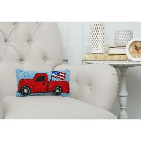 C&F Home 6" x 12" Patriotic Truck Hooked Americana July 4th Throw Pillow image {2}