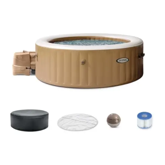 INTEX 28427EP PureSpa Bubble Massage Spa Set: Includes Energy Efficient Spa Cover &ndash; 140 Bubble Jets &ndash; 6 Person Capacity &ndash; 85" x 28" image {6}