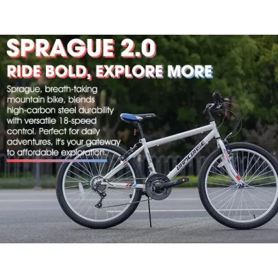 BAMCBASE 24" 26" Mountain Bike, 18 Speeds High-Carbon Steel Frame, Sport Cycling MTB Bicycle for Adult image {3}