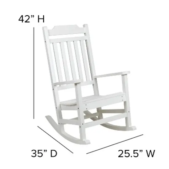 Emma and Oliver Set of 2 Indoor/Outdoor Poly Resin Rocking Chairs with Side Table image {6}