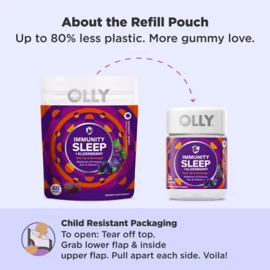 OLLY Immunity + Sleep Multivitamins Gummies - Elderberry - 60ct image {3}