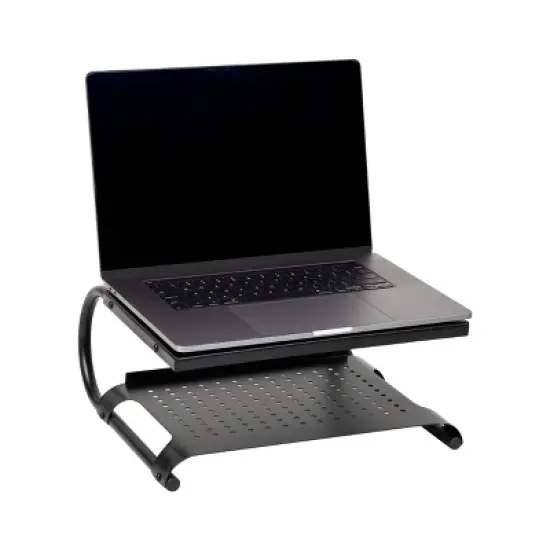 Mind Reader Monitor Stand/Riser 2 Tier Ventilated Metal Black image {5}