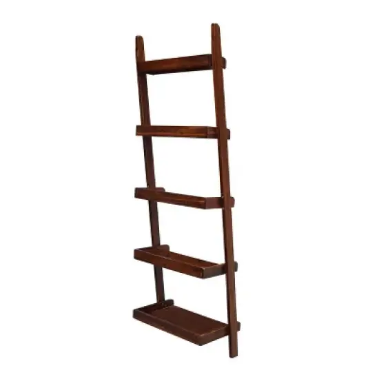 75.5" 5 Tier Solid Wood Leaning Bookshelf - International Concepts image {3}