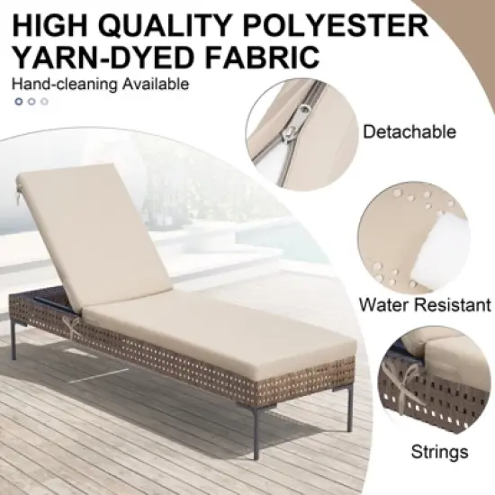 Crestlive Products Patio Outdoor Chaise Lounge Cushion Beige 2 PC image {2}