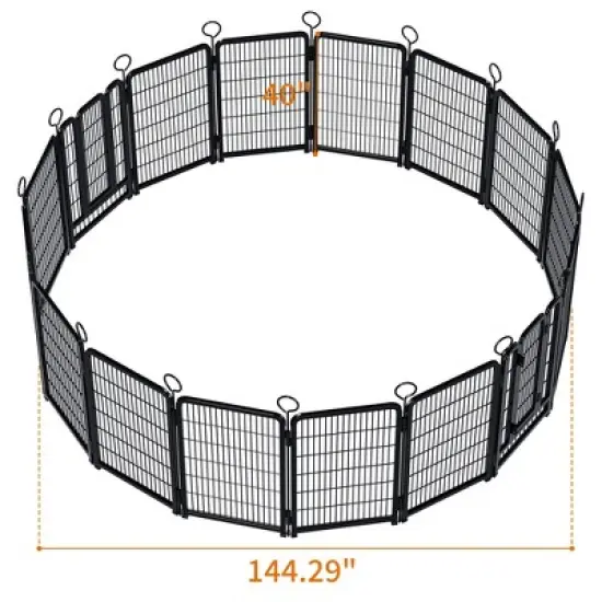 KTMBDW 16 Panels Heavy Duty Metal Playpen with Self-Locking Gate, Extra Tall 40" Dog Fence Pet Exercise Pen for Outdoor and Indoor-Large Dogs, Black image {10}
