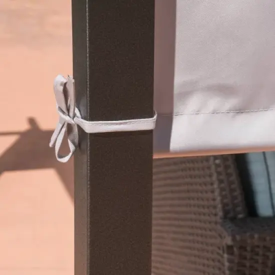 Lawrence 10' x 10' Steel Gazebo - Gray - Christopher Knight Home image {4}