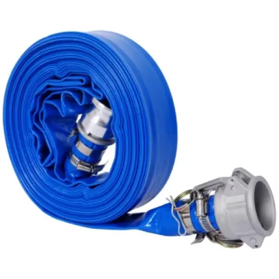 Syemin Drip Irrigation 50Ft Pool Backwash Hose, Heavy Duty Lay Flat Water Discharge Pump Hoses For Swimming Drain Pools, Blue, 1.5"*1.5"*1.5" image {1}