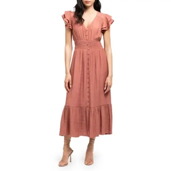 August Sky Women's Flutter Sleeves Midi Dress image {5}