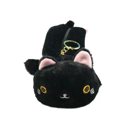 Wrapables Cute Cat Pouch Plush Pencil Case, Midnight image {2}