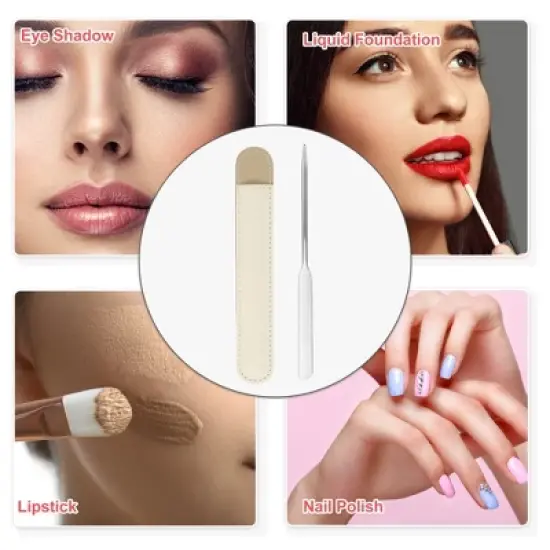 Unique Bargains Stainless Steel Makeup Palette Foundation Blending Tool with Makeup Scraper for Mixing Beige 1 Set image {6}