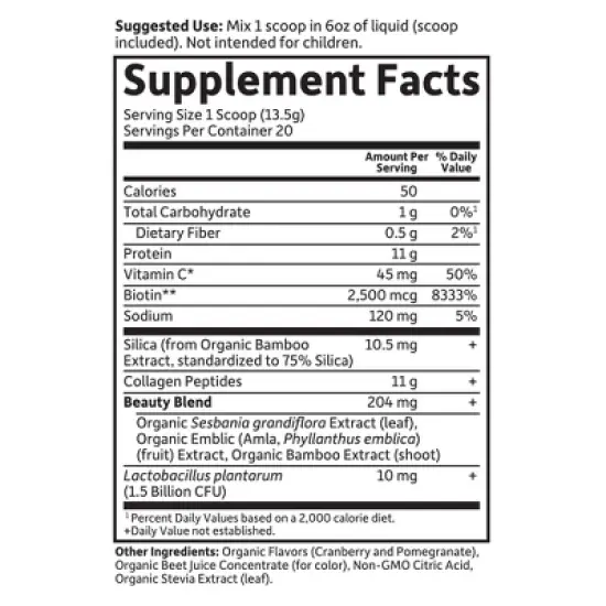 Garden of Life Grass Fed Beauty Collagen Powder - Cranberry Pomegranate - 9.52oz image {1}