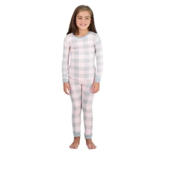 Sleep On It Girls Super Soft 2-Piece Snug Fit Pajama Set - Plaid image {1}
