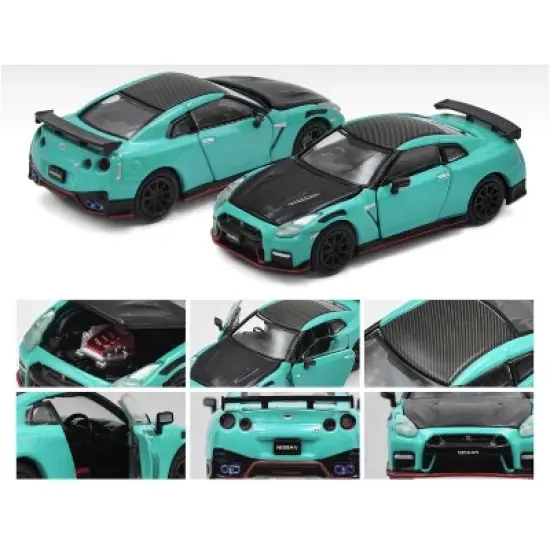 2020 Nissan GT-R (R35) Nismo RHD (Right Hand Drive) Robin Egg Blue and Carbon Black 1/64 Diecast Model Car by Era Car image {1}