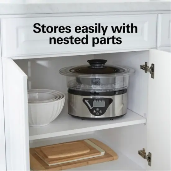 Hamilton Beach Big Food Steamer - Black: 800W Rice & Vegetable Steamer, Automatic Keep Warm, Dishwasher-Safe Parts image {5}