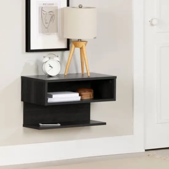 Fusion Floating Nightstand Gray Oak - South Shore image {1}