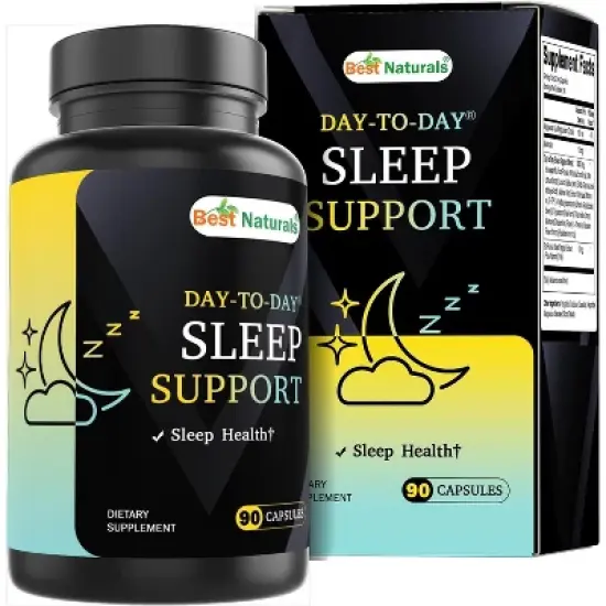 Best Naturals Day-to-Day Sleep Support with Melatonin, Magnesium, Ashwagandha, Wild Lettuce, GABA, Valerian, 5-HTP, Tryptophan - 90 Veg Capsules image {4}