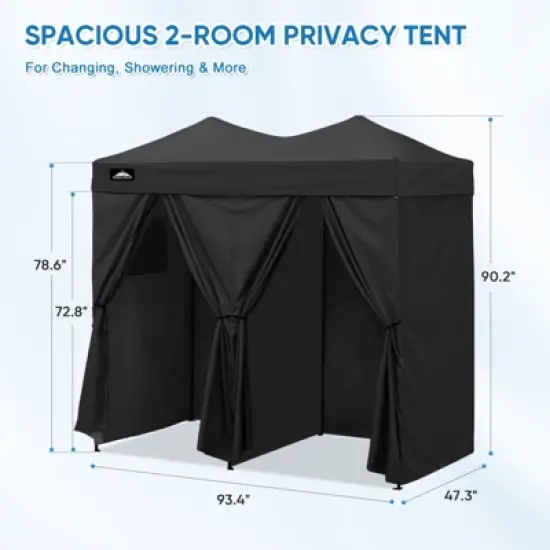 EAGLE PEAK Outdoor Changing Room 8x4, 2 Room Pop Up Portable Changing Room, Sun Shelter, Portable Dressing Room image {2}