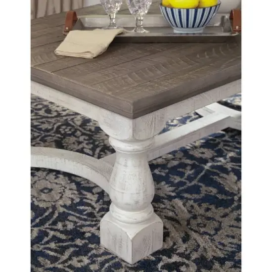 Havalance Coffee Table Gray/White - Signature Design by Ashley: Distressed Two-Tone, Trestle Base, Wood Legs image {2}