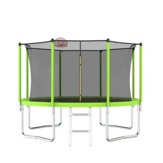 Aukfa Trampoline with Safety Enclosure Net, Outdoor Trampoline Set with Ladder for Backyard Fun for Adults/Kids image {11}