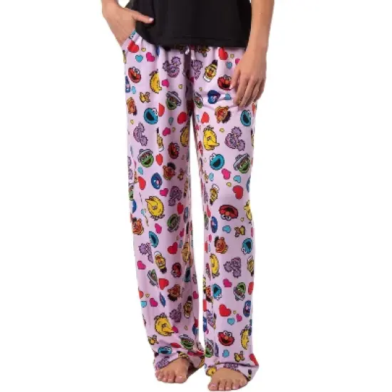 Sesame Street Women's Character Heart Heads Elmo Sleep Pajama Pants Pink image {4}