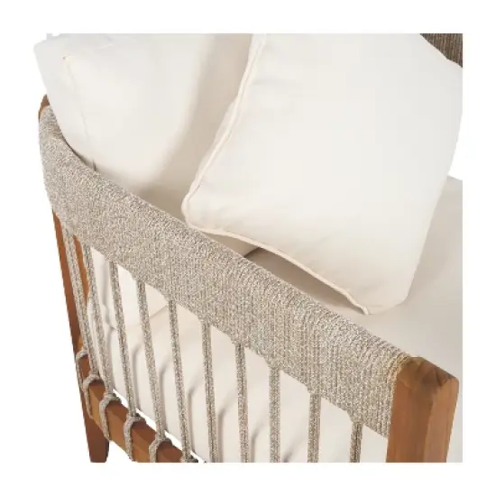 Christopher Knight Home Clifton Patio Rustic Acacia and Rope Upholstered Club Chair with Curved Back image {6}