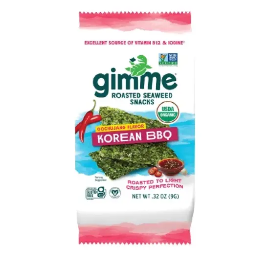 gimMe Organic Roasted Seaweed Snack Korean BBQ - 0.32oz image {4}