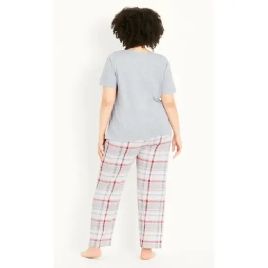 Women's Plus Size Check Sleep Set - grey | EVANS image {3}