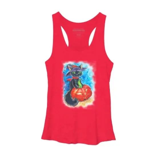 Women's Design By Humans halloween. the witch cat By POLINART Racerback Tank Top image {5}