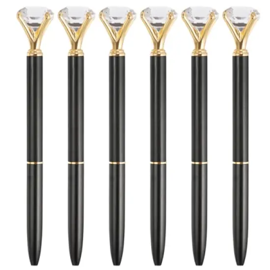 Unique Bargains Metal Sleek Design Medium Point Elegant Crystal Diamond Ballpoint Pen 6 Pcs image {6}