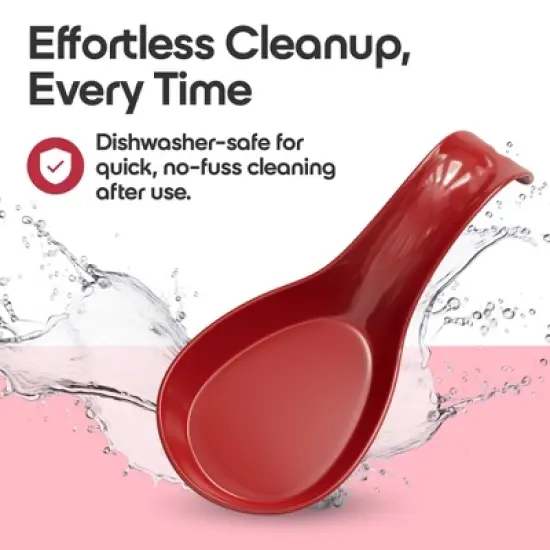 Omniware Simsbury Spoon Rest - Stoneware Kitchen Spoon Holder, Heat-Resistant with Lead-Free Glaze, 8.25&rdquo; with Arched Handle, Dishwasher Safe (Red) image {5}