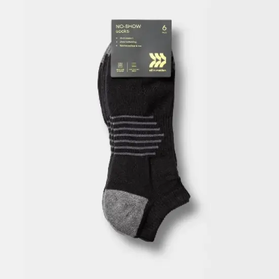 Men's Striped Arch No Show Socks 6pk - All in Motion&trade; image {1}