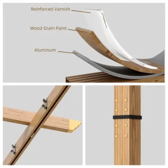 10x13 Ft Outdoor Aluminum Pergola, Heavy-Duty Woodgrain Patio Pergola with Retractable Canopy Sun Shade Cover, UV-Resistant Metal Gazebo image {5}