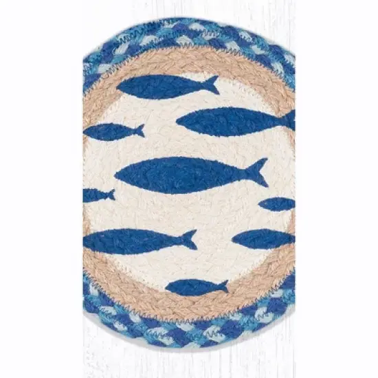 Earth Rugs Fish Decorative Printed Round Trivet 10" Rustic Coastal Accent image {2}