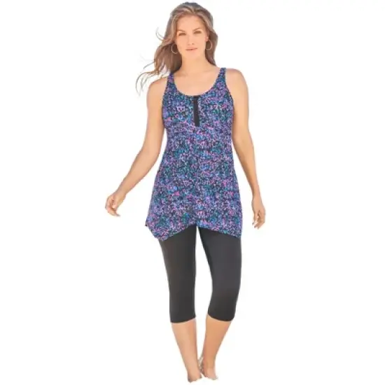 Swim 365 Women&rsquo;s Plus Size Longer-Length Tankini Top image {7}