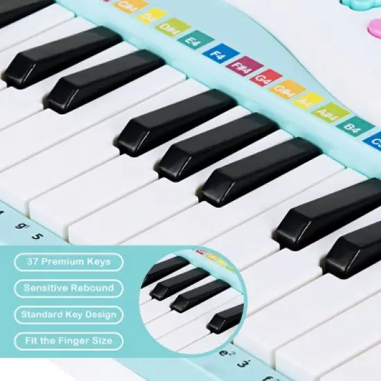 Costway 37-Key Toy Keyboard Piano Electronic Musical Instrument BluePink image {3}