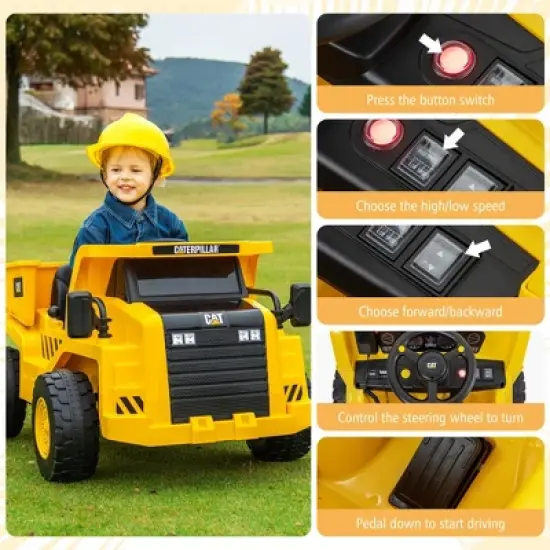 Costway Kids Ride on Dump Truck with 2.4G Remote Control Working Megaphone Sand Shovel image {3}