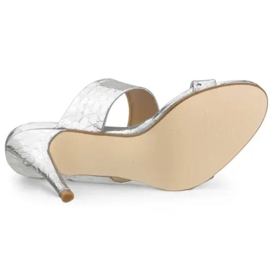 Allegra K Women's Open Toe Stiletto Heel Slide Sandals image {5}