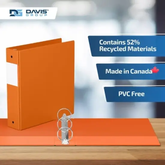 Davis Group 6pk 2" Premium Economy Round Ring Binders Orange: Hard Cover, 400 Sheet Capacity, 2 Pockets, Polypropylene image {6}