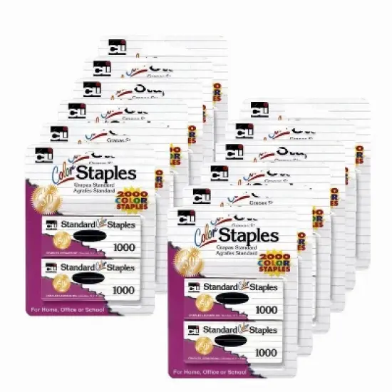 Charles Leonard Standard Color Staples, Assorted Colors, 2000 Per Pack, 12 Packs image {2}