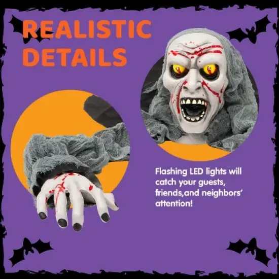 Joyfy Halloween Decoration Light-Up Zombie Groundbreaker, Halloween Outdoor Decor with bloodstain and Creepy Sound for Lawn Yard Patio Garden image {3}