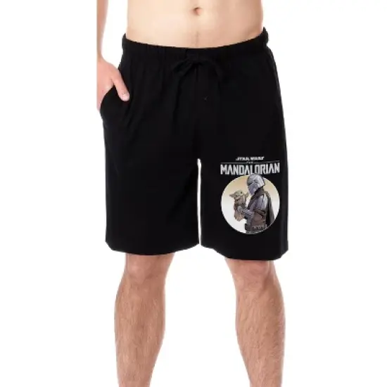 Star Wars Men's The Mandalorian Baby Yoda Grogu Sleep Pajama Shorts Black image {3}