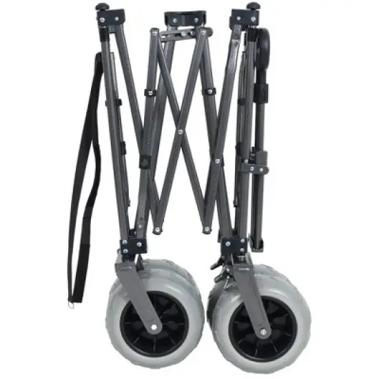 Whisen Multi-functional Folding All-Terrain Utility Wagon Cart with 360&deg;Swivel Balloon Wheels, Brakes and Adjustable Handles - Black+ Gray image {14}