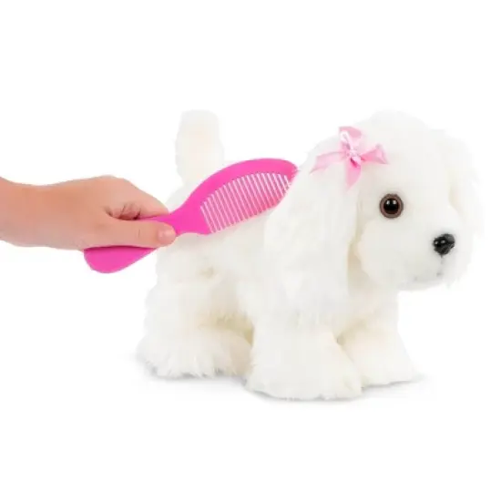 Pucci Pups Pink & Black Spot Print Glam Bag with Maltese Stuffed Animal image {2}