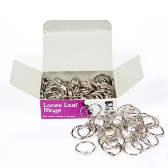 Charles Leonard Loose Leaf Rings with Snap Closure, Nickel Plated, 3/4 Inch Diameter, 100/Box image {1}