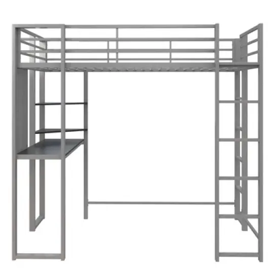 Twin Adele Loft Bed with Desk Silver - Room & Joy image {5}