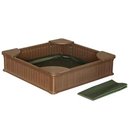Modern Home 4ft x 4ft Weather Resistant Outdoor Sandbox Kit w/Cover image {1}