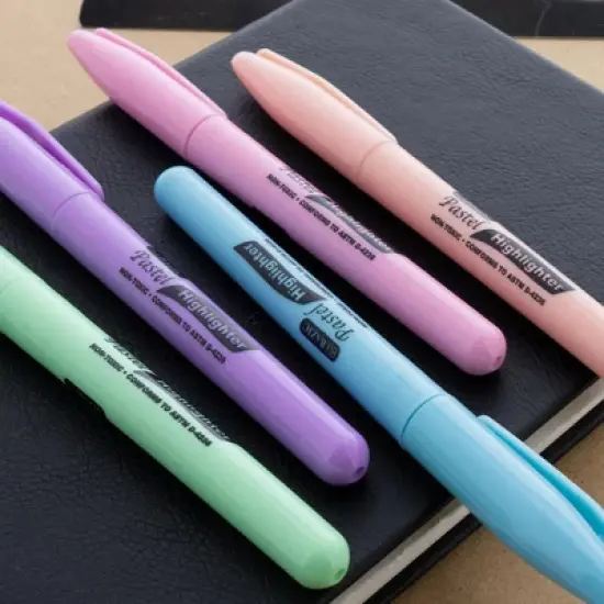 BAZIC Products&reg; Pen Style Highlighter with Pocket Clip, Pastel, 5 Per Pack, 12 Packs image {7}